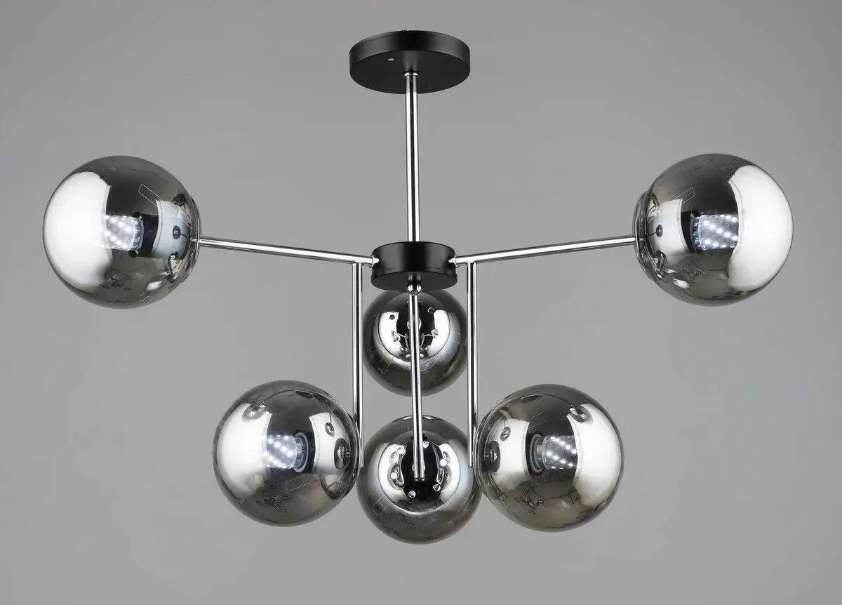 Люстра потолочная Valeso на шесть сферических плафонов Е27 IP20 K2307/6 Черный/Хром (28687954)