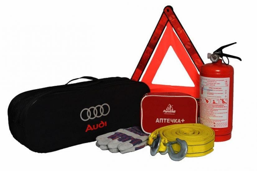 Набор автомобилиста Audi кроссовер аптечка/трос/огнетушитель 50х18х17 см Black (117947)