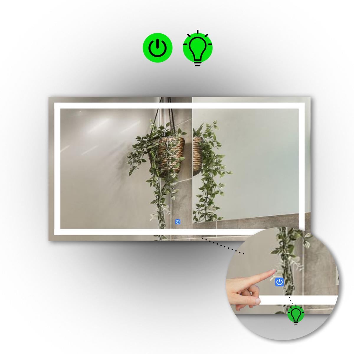 Зеркало с LED подсветкой Karnet с сенсорным включателем 100x80 см (Karnet/1000x800/11/2/0)