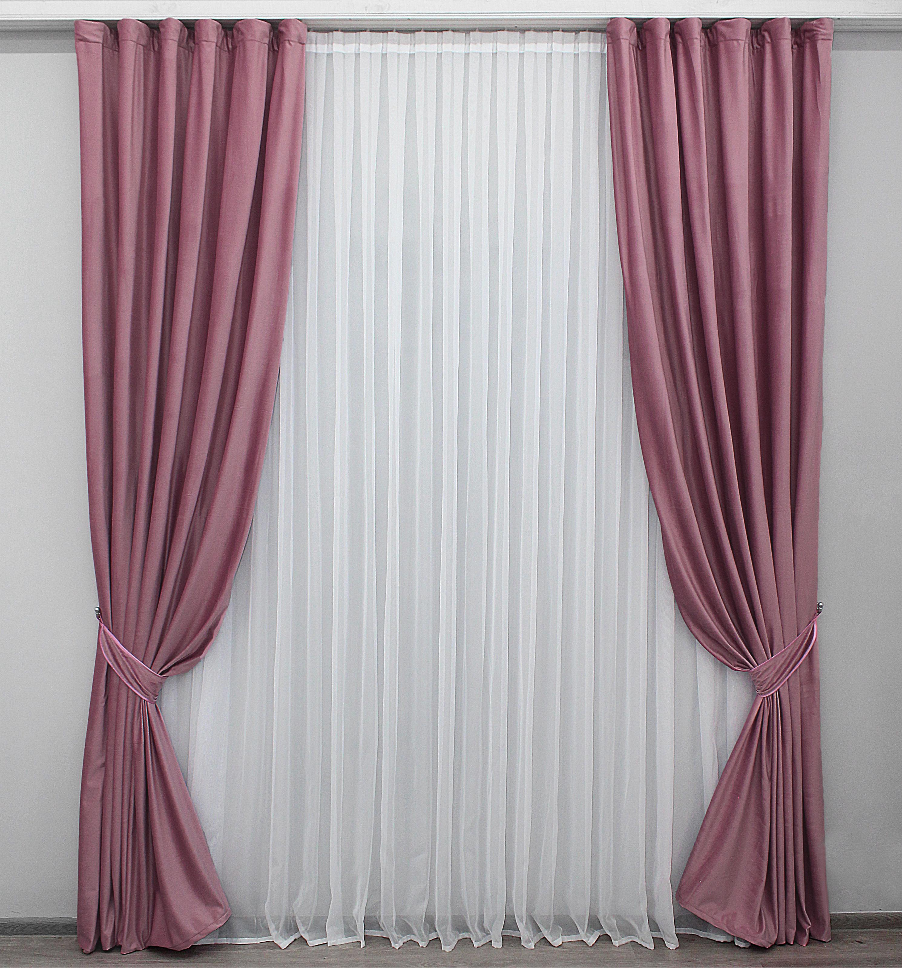 Комплект штор VR-Textil № 1084ш бархат 100х270 см 2 шт. Розовый (31-410)