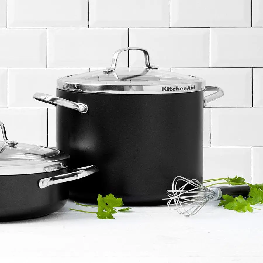 Каструля з антипригарного алюмінію KitchenAid з керамічним покриттям зі скляною кришкою 8 л (27975670) - фото 2