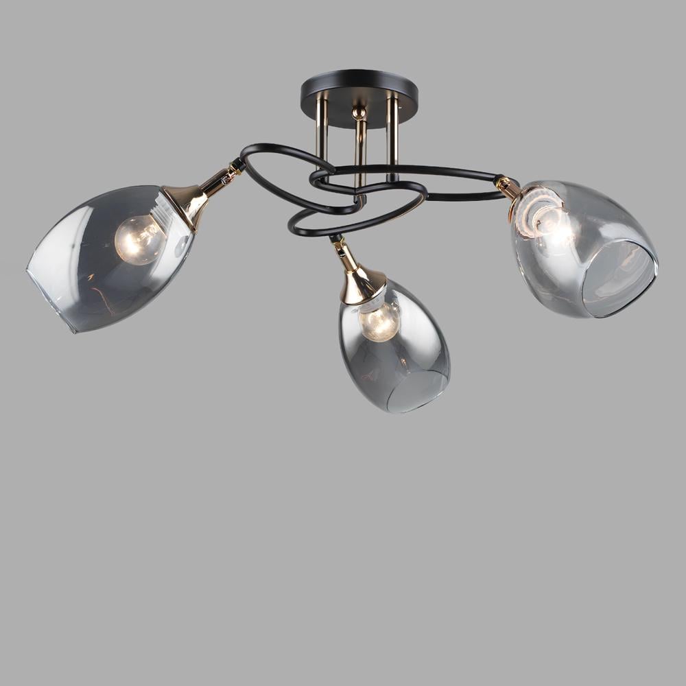 Люстра потолочная Light House SR-19371/3 COFFEE/FGD E27 640х270 мм Черный с золотым/Дымчатый