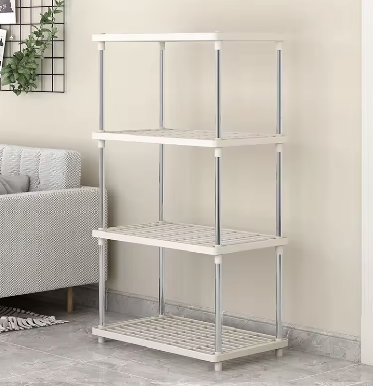 Стеллаж универсальный многоярусный 4 полки металл/пластик Белый (29468530) Стеллаж универсальный многоярусный 4 полки металл/пластик Белый (29468530)