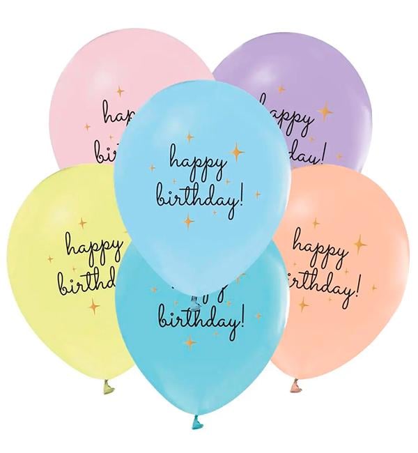 Воздушные шары Happy Birthday 30 см 10 шт. Macaron (415383)