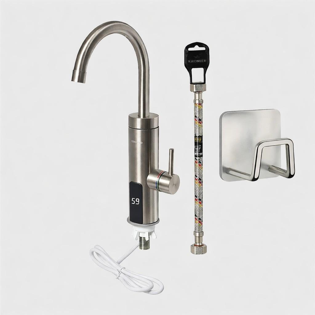 Кран-водонагреватель проточный Britc SS-1-L с дисплеем 3 кВт гибкая подводка 50 см и держатель для губки Кран-водонагреватель проточный Britc SS-1-L с дисплеем 3 кВт гибкая подводка 50 см и держатель для губки