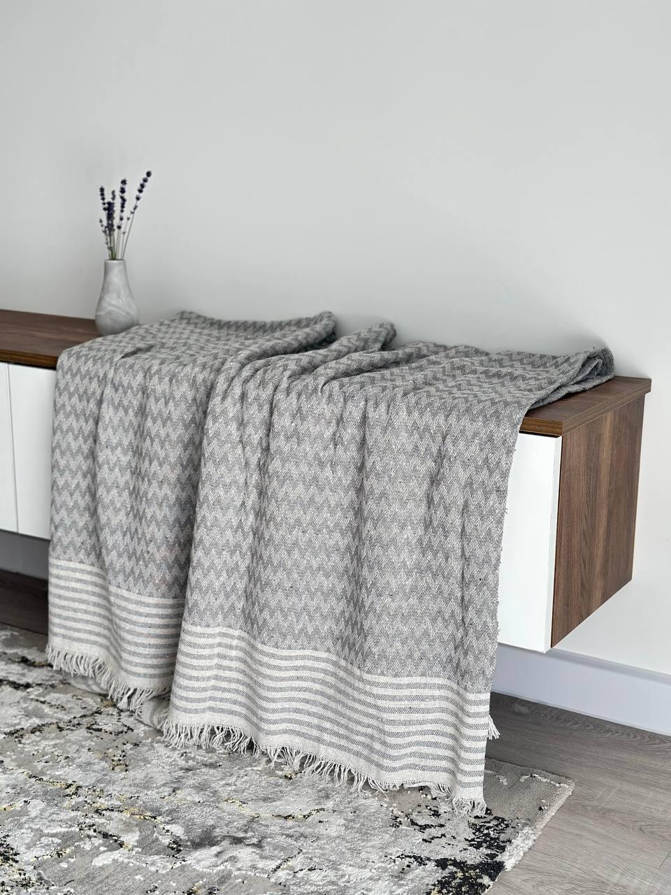 Плед-покрывало Зигзаг №5 100% хлопок 170х200 см Серый (3348)