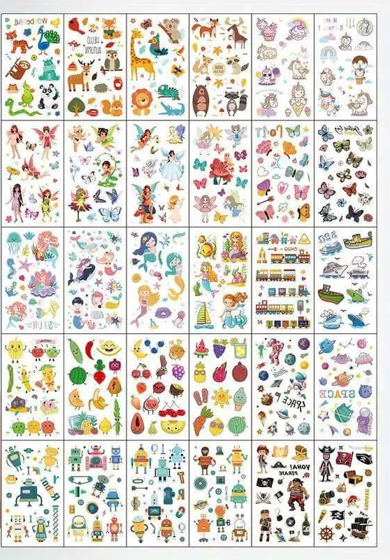 Детские временные тату для детей 30 шт. 9,5х5,5 см (tattoo-kids-mini-set-30)