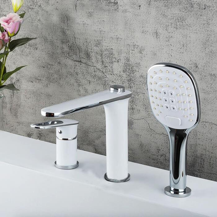 Змішувач на борт ванни Frap F1149 1037553 на три отвори Білий (102512) - фото 2