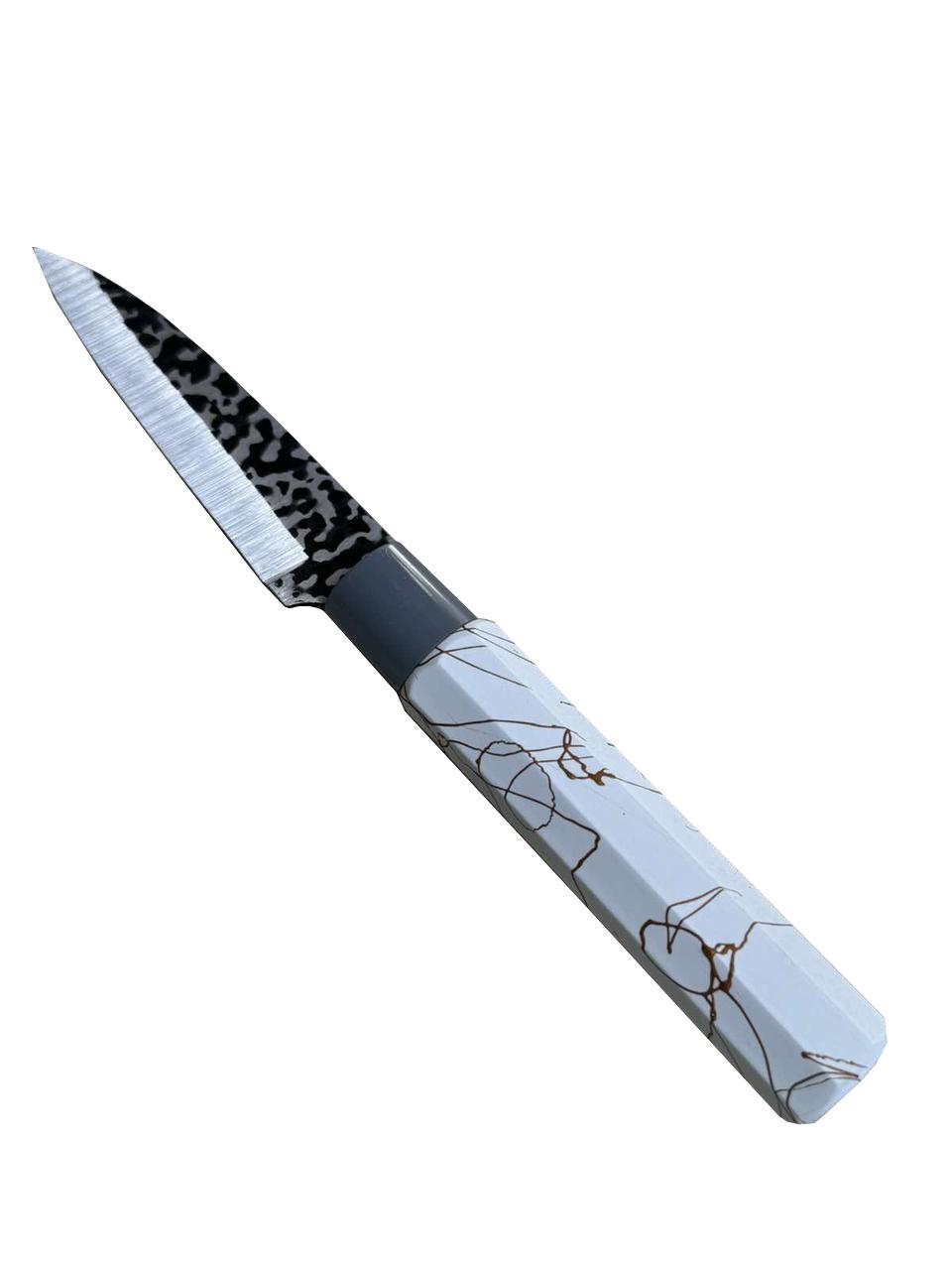 Кухонный нож поварской сантоку из нержавеющей стали с белой ручкой 20,5 см