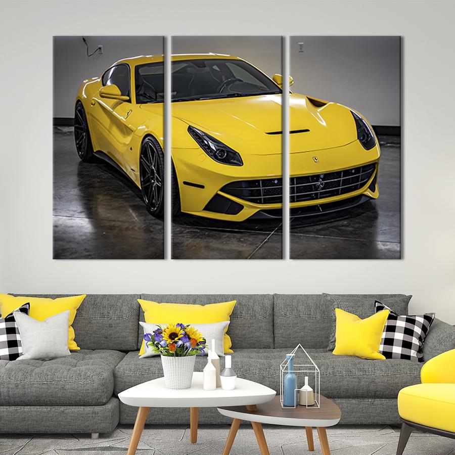 Модульная картина триптих Супербыстрый Ferrari 128x81 см (122-31)