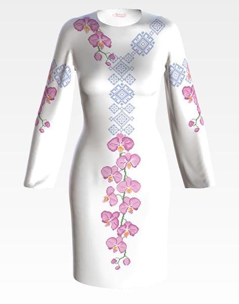 Заготовка для жіночого плаття Ніжні орхідеї для вишивки бісером і нитками домоткане полотно Білий (ПЛ871дБ) Заготовка для жіночого плаття Ніжні орхідеї для вишивки бісером і нитками домоткане полотно Білий (ПЛ871дБ)