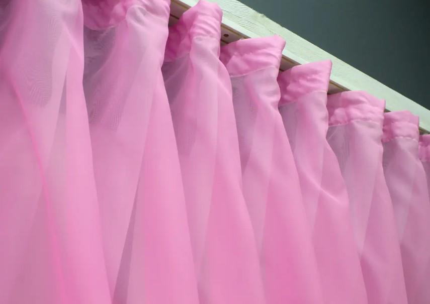 Комплект штор на кухню шифон 280х170 см Белый/Розовый (076к) - фото 2 Комплект штор на кухню шифон 280х170 см Белый/Розовый (076к) - фото 2