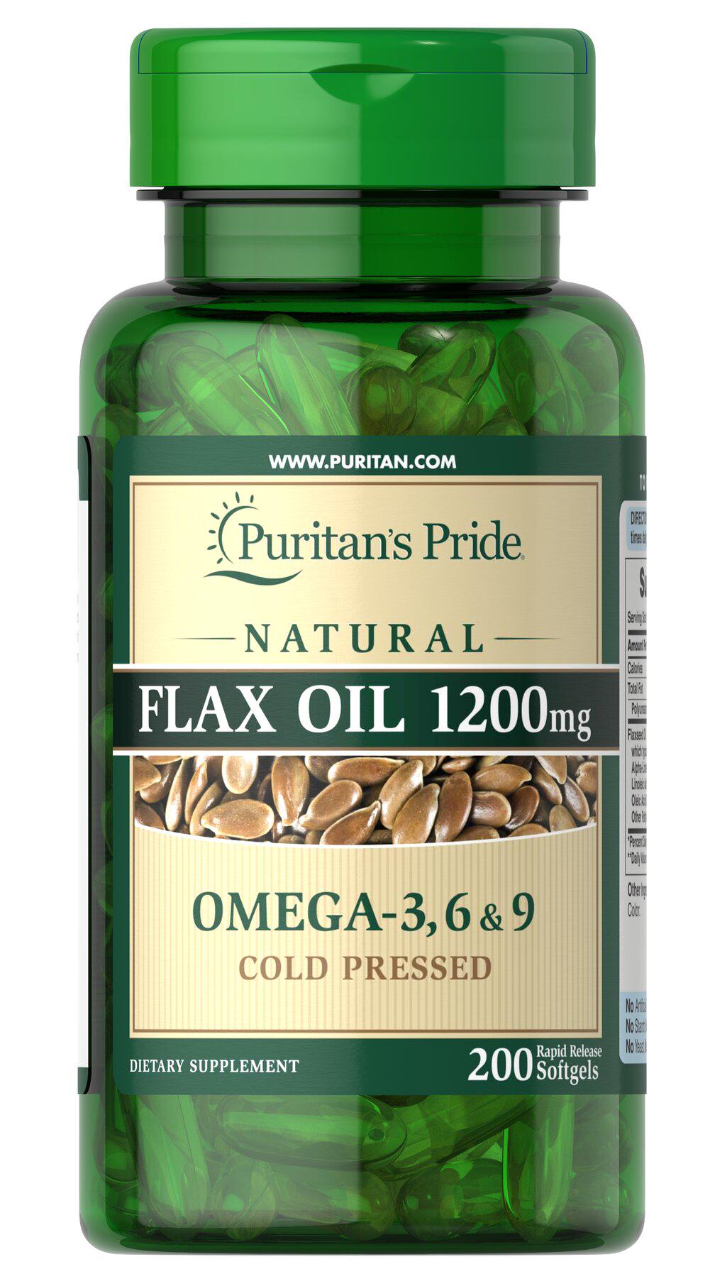 Льняное масло Natural Flax Oil 1200 mg 200 Rapid Release Softgels