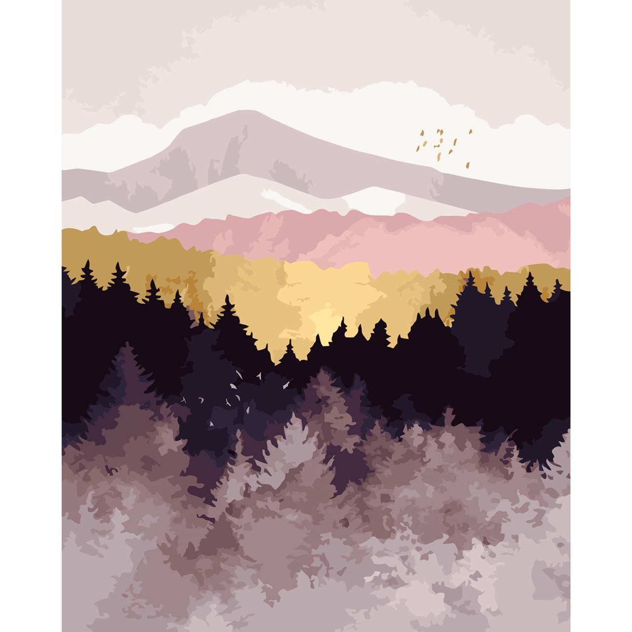 Картина по номерам Strateg Премиум Горы на рассвете с лаком 40х50 см (SY6021)