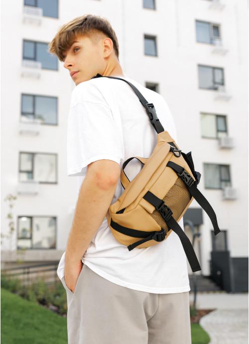 Поясна сумка чоловіча Sambag з екошкіри Бежевий (861038721)