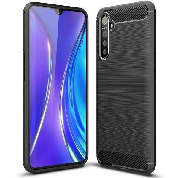 Чехол накладка Polished Carbon для Oppo Realme 6 Pro черный
