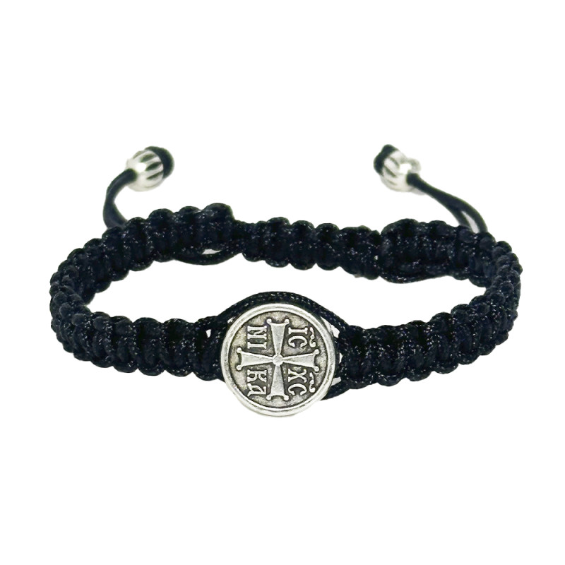Браслет з хрестом плетений грецький чорний (300112201)