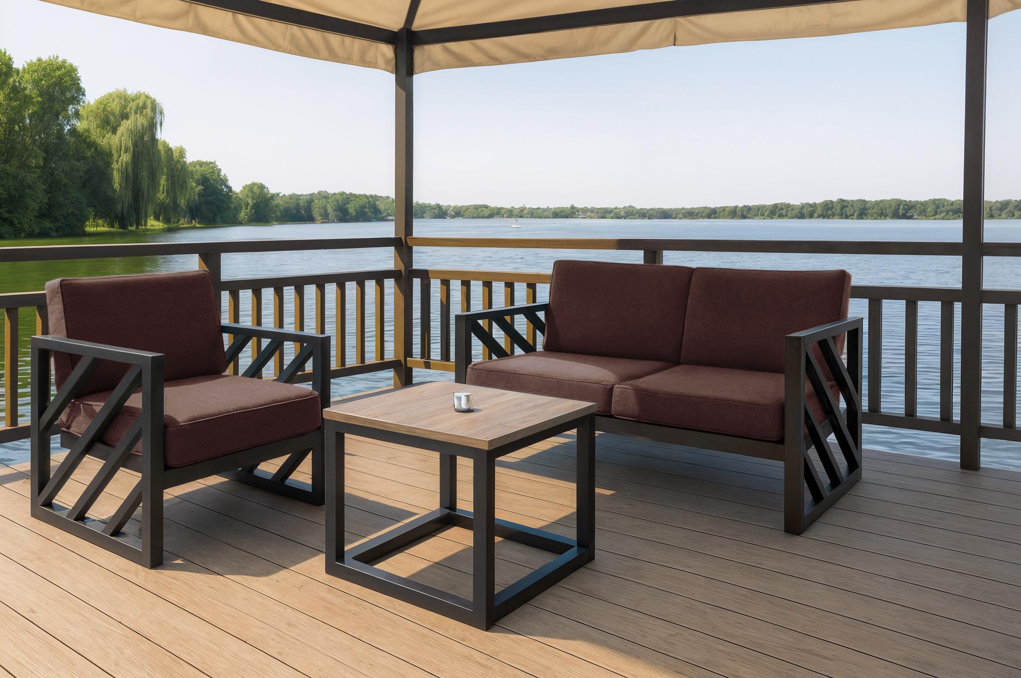 Диван металлический Tobi Sho Гранд/DV4 с подушками 750х1300х700 мм рогожка Коричневый/08 (DV40R523) - фото 4