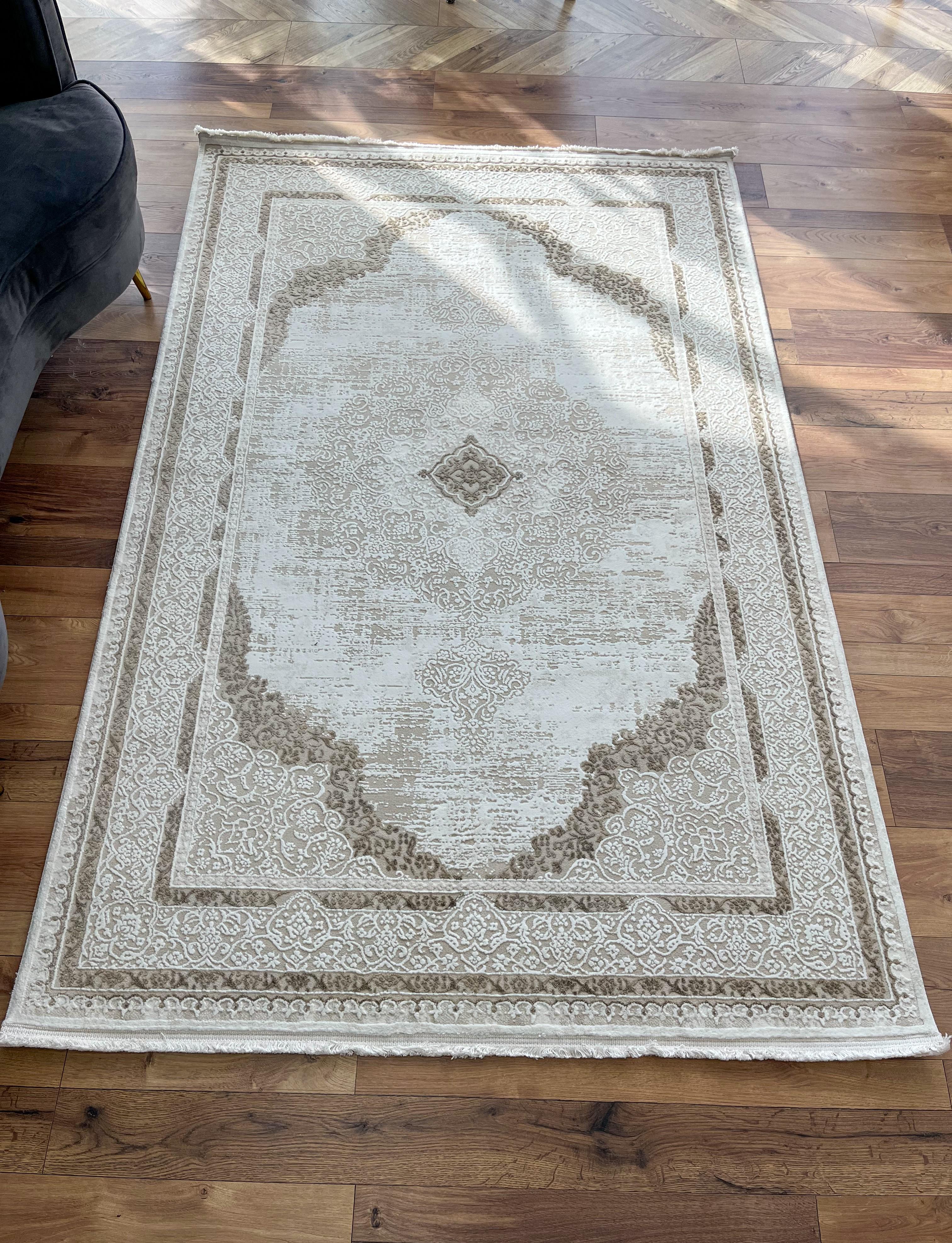 Ковер современный прямоугольный 120х180 см Серый с белым