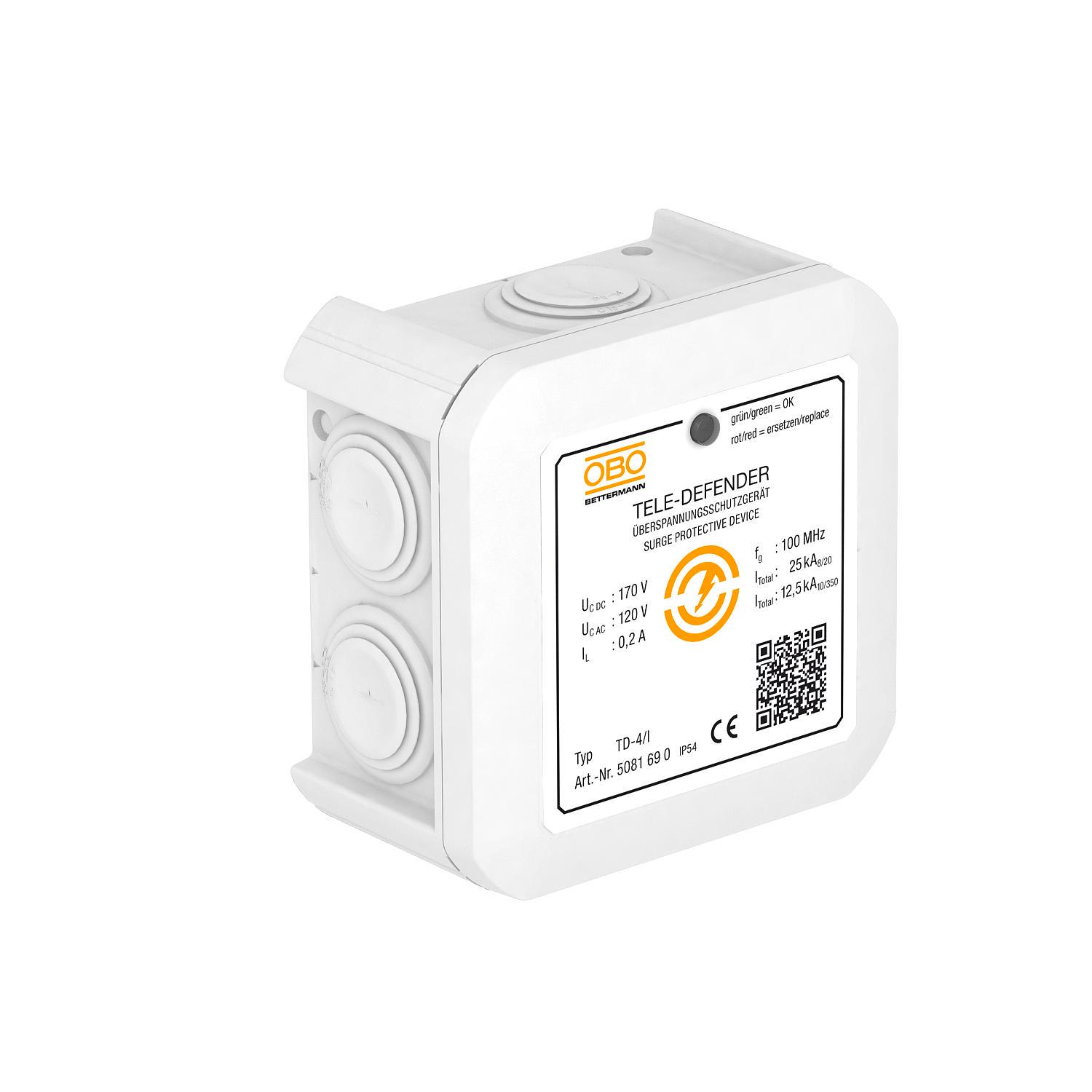 Устройство кобинированной защиты OBO bettermann TD-4/I TD-4/I для систем ISDN и DSL 4P 12,5кА 170 В класc 1+2+3 D1+C2+C1 (5081690)