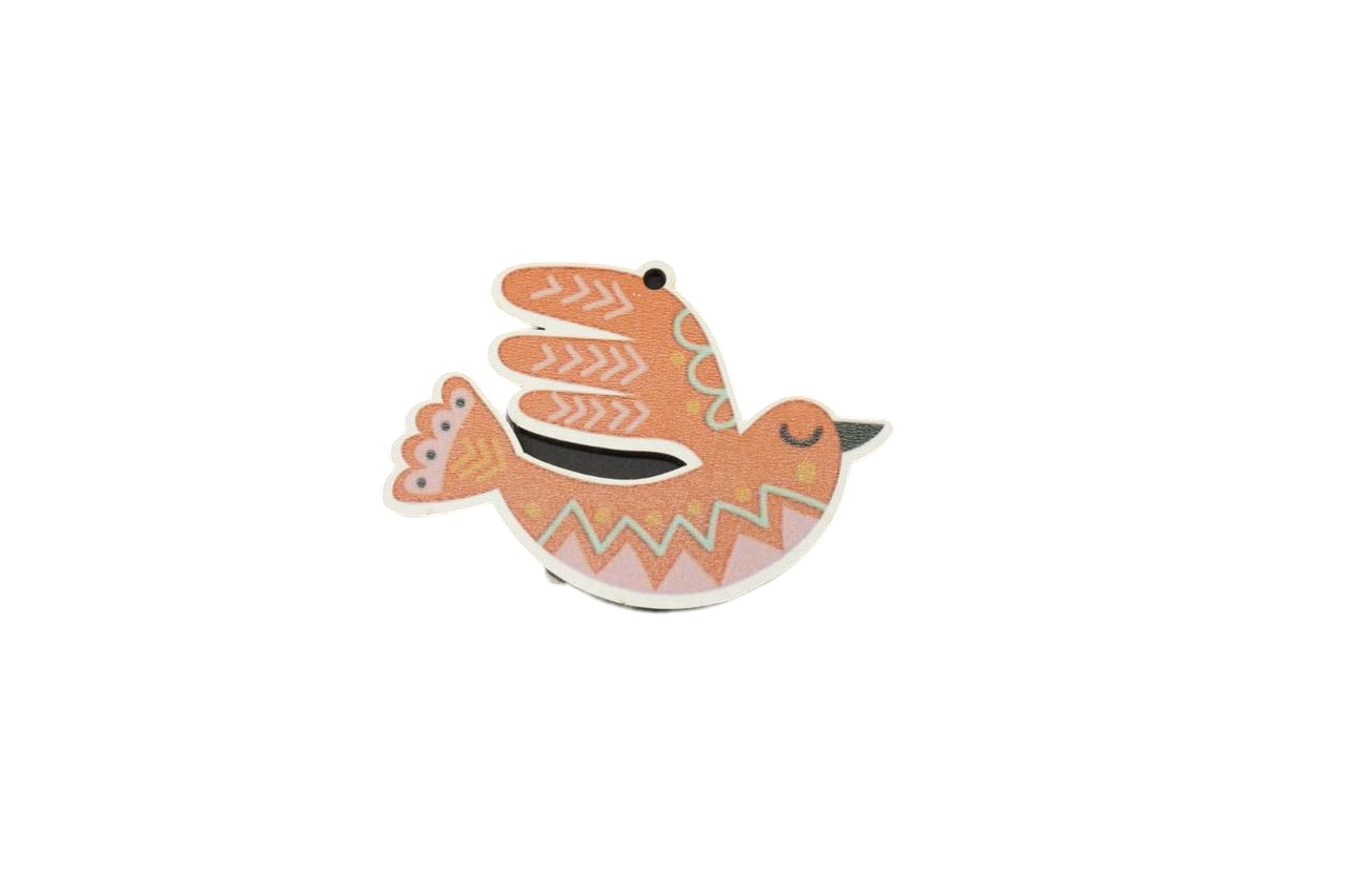 Игрушка елочная Птичка УФ-печать 10х7,5 см Оранжевый (НР-424)