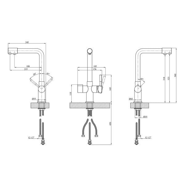 Смеситель кухонный Kroner Krp Küche-Sch0381 с подключением к фильтру Черный матовый - фото 8 Смеситель кухонный Kroner Krp Küche-Sch0381 с подключением к фильтру Черный матовый - фото 8