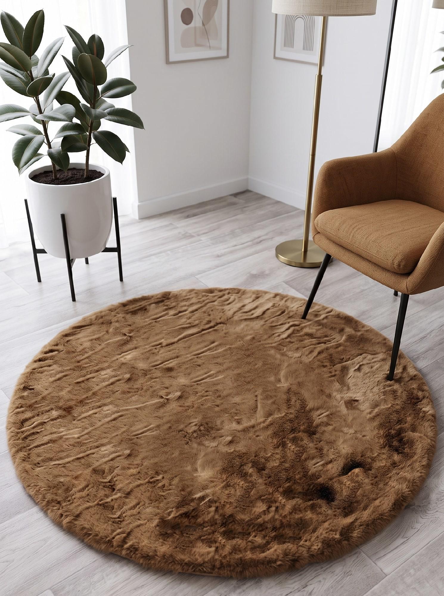 Ковер с высоким ворсом Estera TPR круг 100x100 см Brown (106001010)