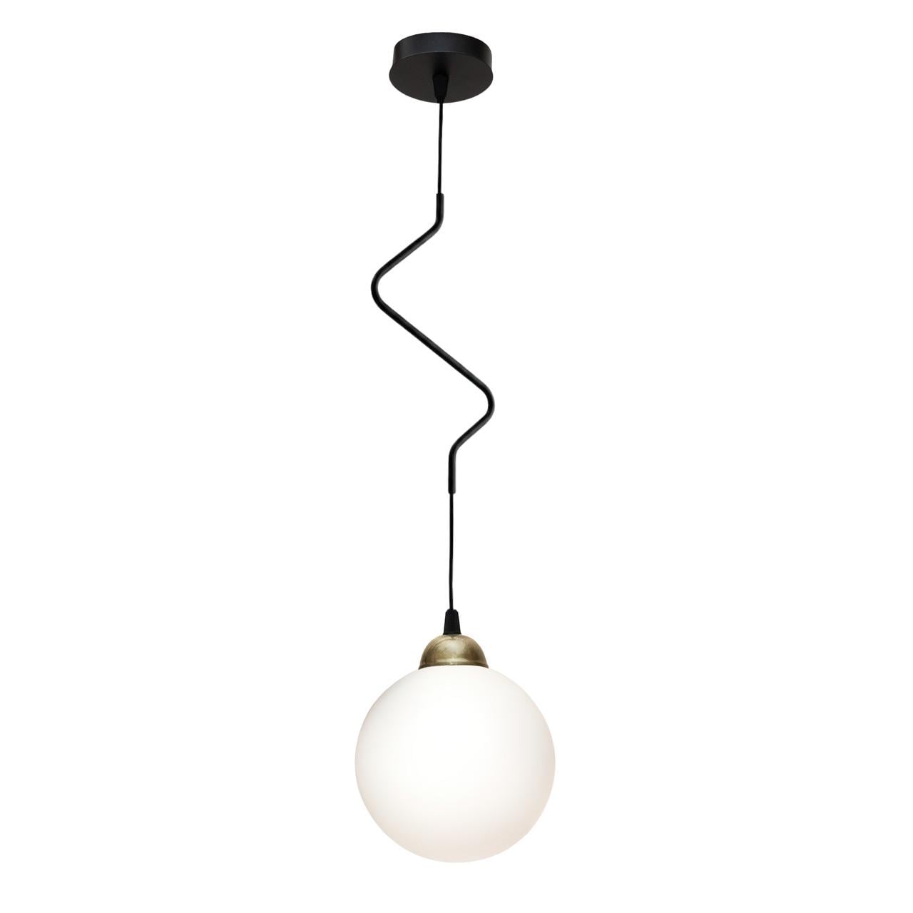 Подвесной светильник MSK ELECTRIC Luna с круглым плафоном из стекла под лампу Е27 Черный (PL 9015 BK)