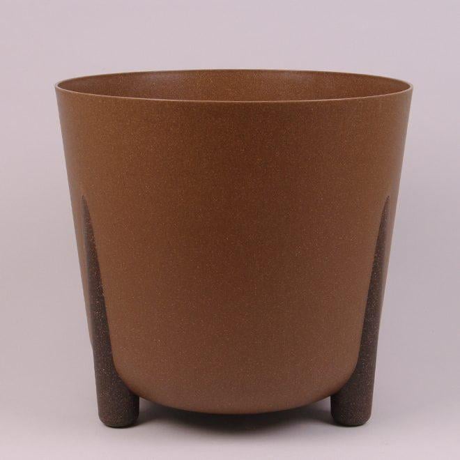Горшок пластмассовый на ножках Flora FRIDA ECO 81492 25,5 см Натуральное дерево (DR015232)