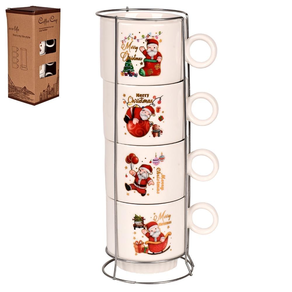 Чашки на подставке новогодние R36330 Christmas stories 5 пр. 250 мл