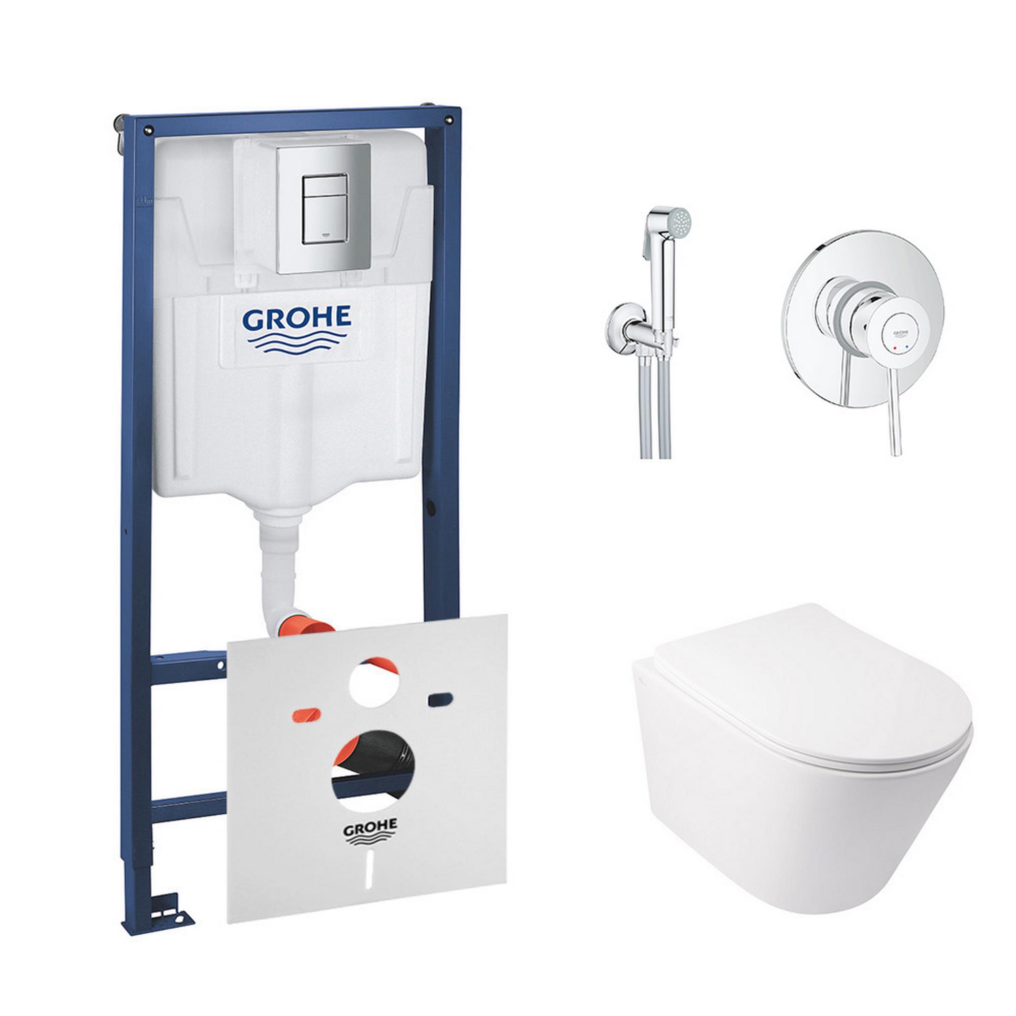 Комплект инсталляции Grohe Rapid SL 38772001QT16335178W2904800S с унитазом и кнопкой Хром (75783)