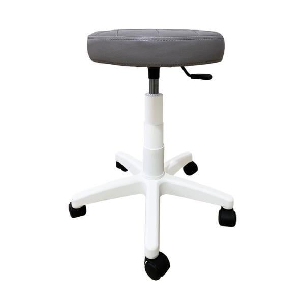 Стілець для майстра без спинки Йола на білій ніжці Сірий