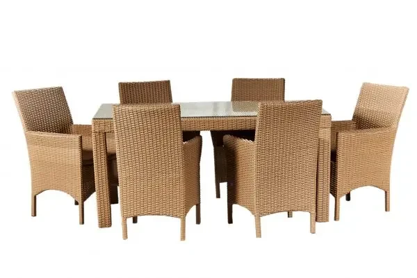 Комплект садових меблів Монако Максі Плюс з техноротангу стіл/6 крісел Бежевий (CNT00008741)