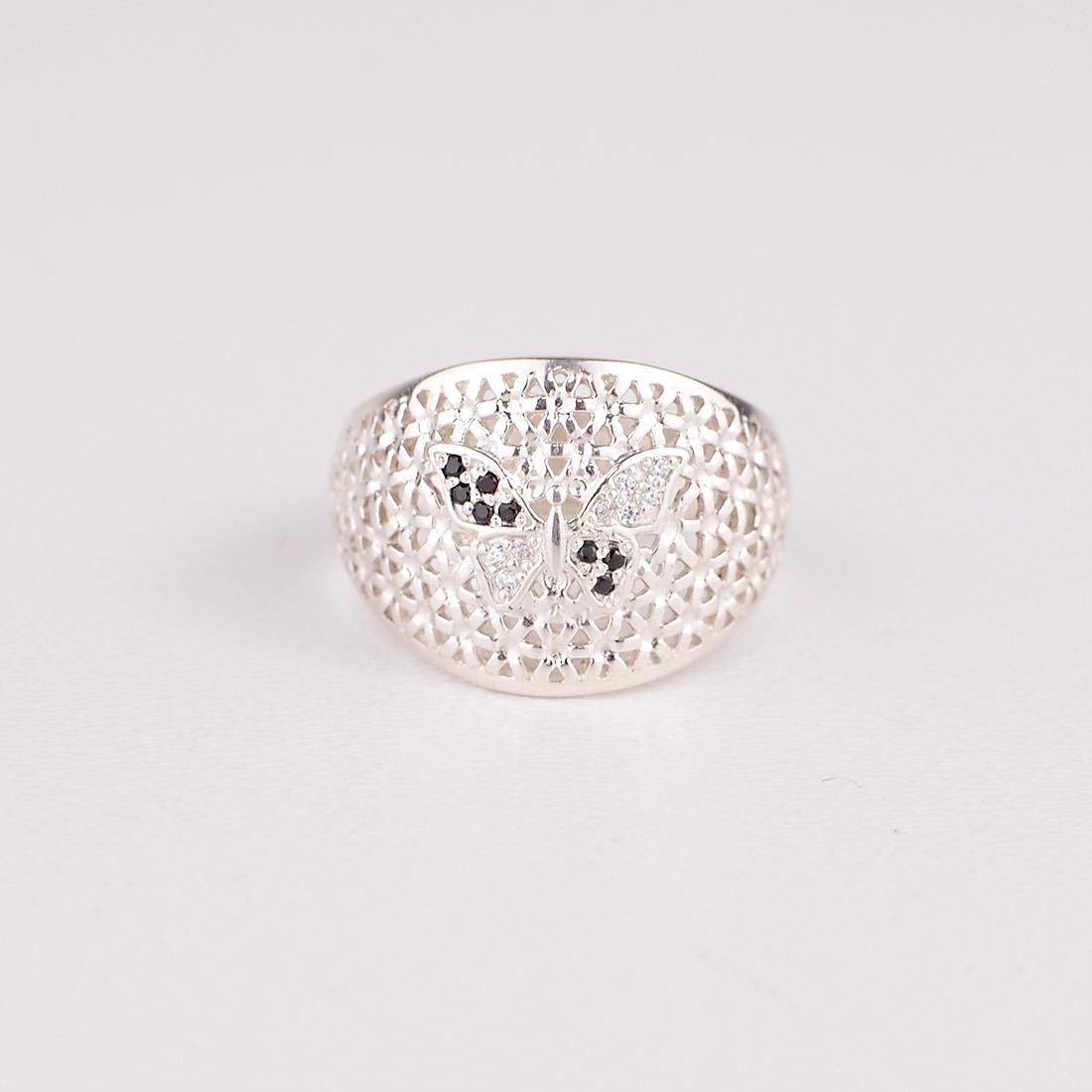 Серебряное кольцо Бабочка с камнями цирконий 21 (32-krw)