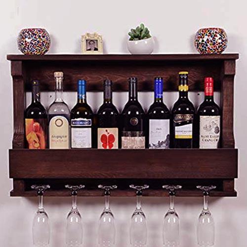 Полка для вина настенная из дерева Мацумото Конфи (ПНК-001113)