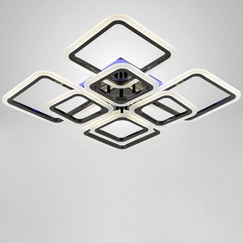 Люстра потолочная LED с RGB подсветкой Light House NM-16470/4+4 GM RGB 192W+30W Черный/Хром (16040)