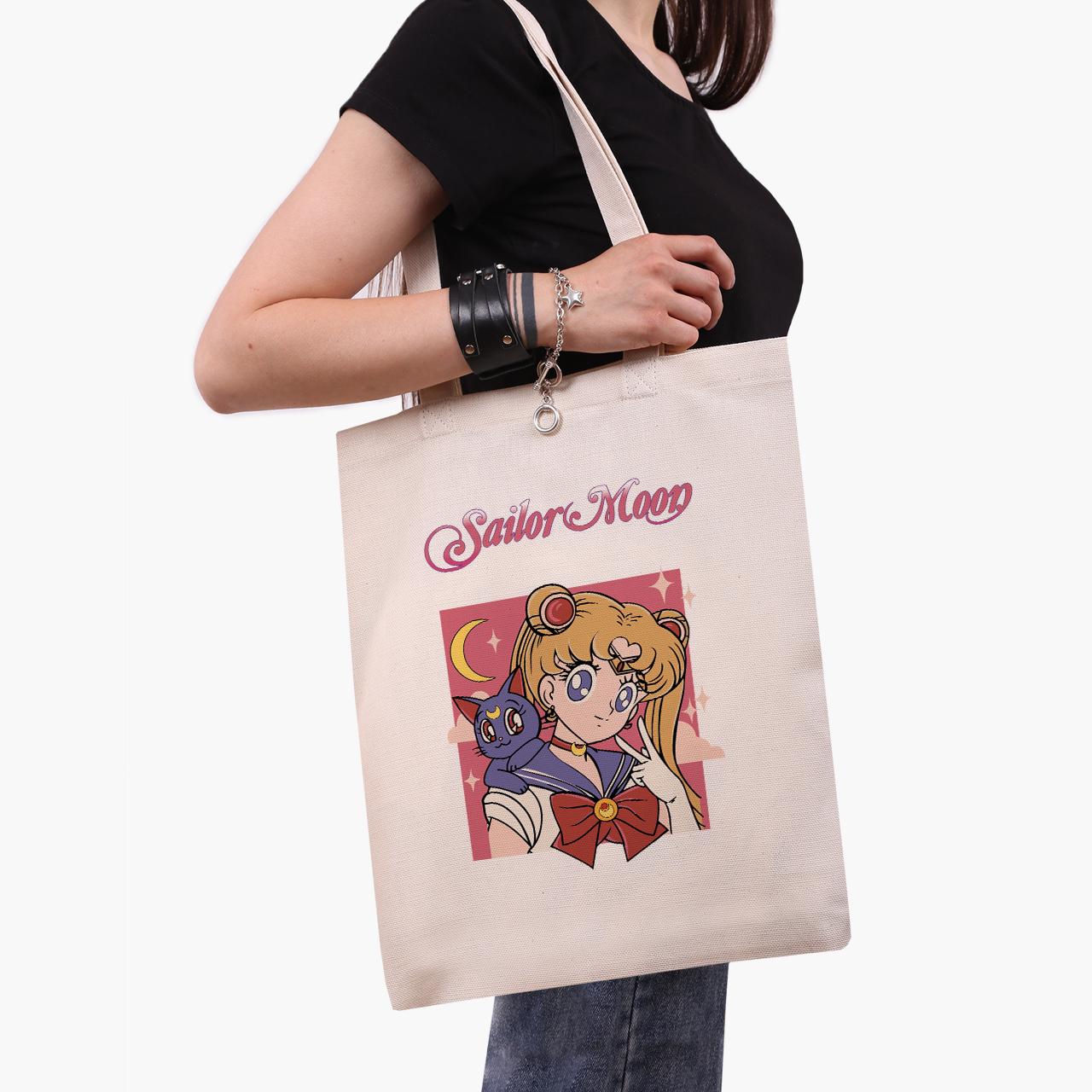 Еко сумка шоппер Sailor Moon 41x35 см Бежевий (9227-2659-WT)