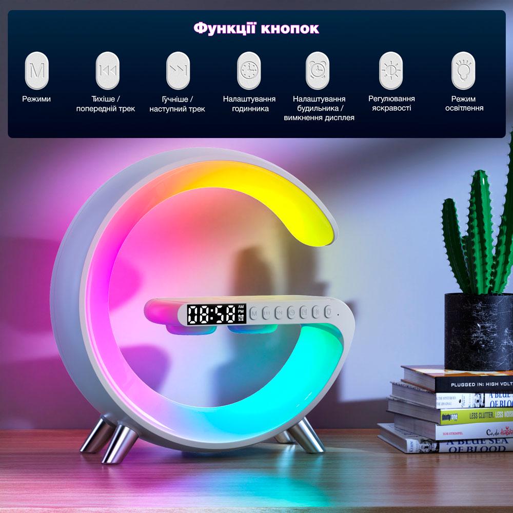 Лампа-ночник EVIO Quality настольная смарт с беспроводной зарядкой и Bluetooth колонкой Белый - фото 4 Лампа-ночник EVIO Quality настольная смарт с беспроводной зарядкой и Bluetooth колонкой Белый - фото 4