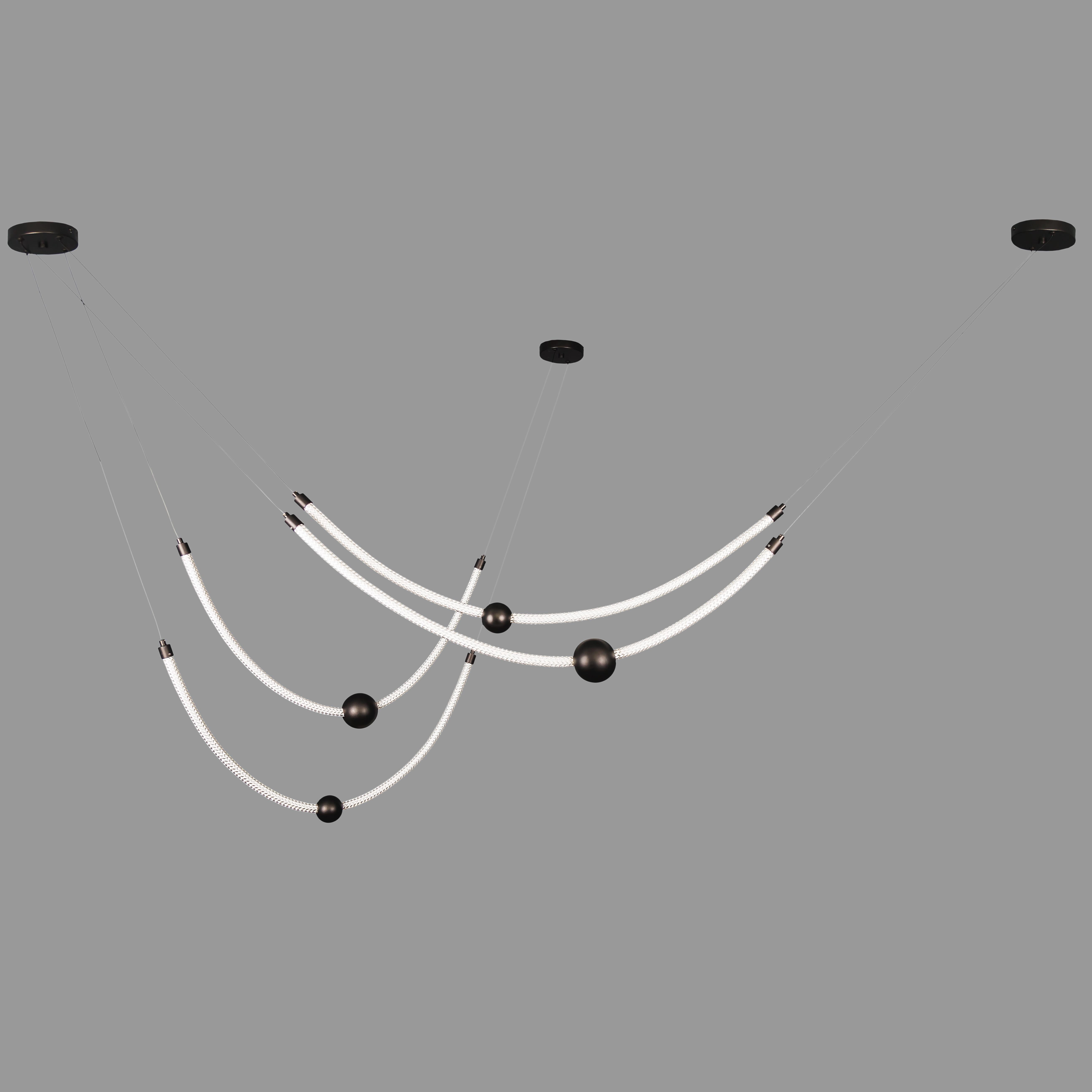 Люстра подвесная длинная Арт-деко из гибкого каната Черный (81-3143-4 BK) Люстра подвесная длинная Арт-деко из гибкого каната Черный (81-3143-4 BK)