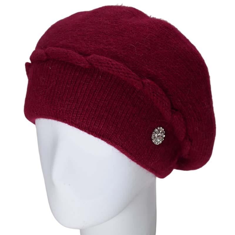 Берет жіночий Novita Динара ангоровий зимовий Бордовий (118711)