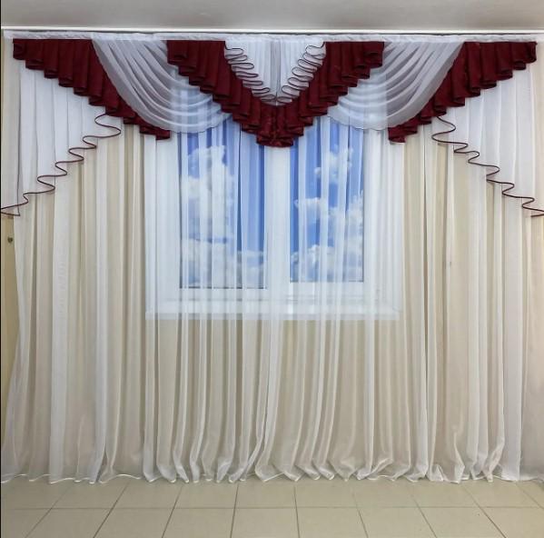 Ламбрекен блекаут и шифон 3 м Бордовый (447)