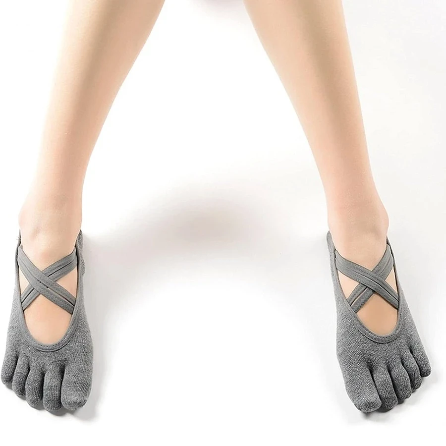 Шкарпетки Meikan для йоги/пілатесу/фітнесу/танців не ковзають з пальцями р. 34-39 Сірий (134855) - фото 2 Шкарпетки Meikan для йоги/пілатесу/фітнесу/танців не ковзають з пальцями р. 34-39 Сірий (134855) - фото 2