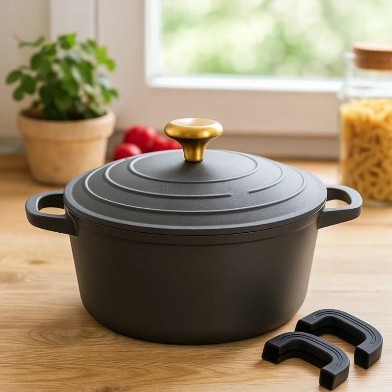 Каструля Edenberg EB-12093 з мармуровим покриттям та металевою кришкою 4,4 л 24х12 см Чорний (EB-12093) - фото 2