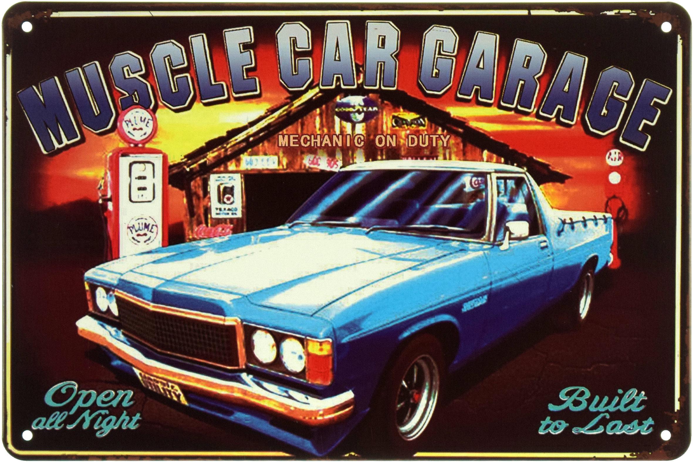 Табличка металева Muscle Car Garage Open All Night 20x30 см