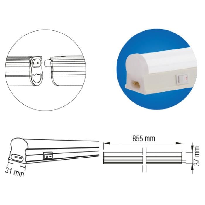 Світильник cвітлодіодний Horoz Electric OMEGA-12 12W 6400K лінійний - фото 2