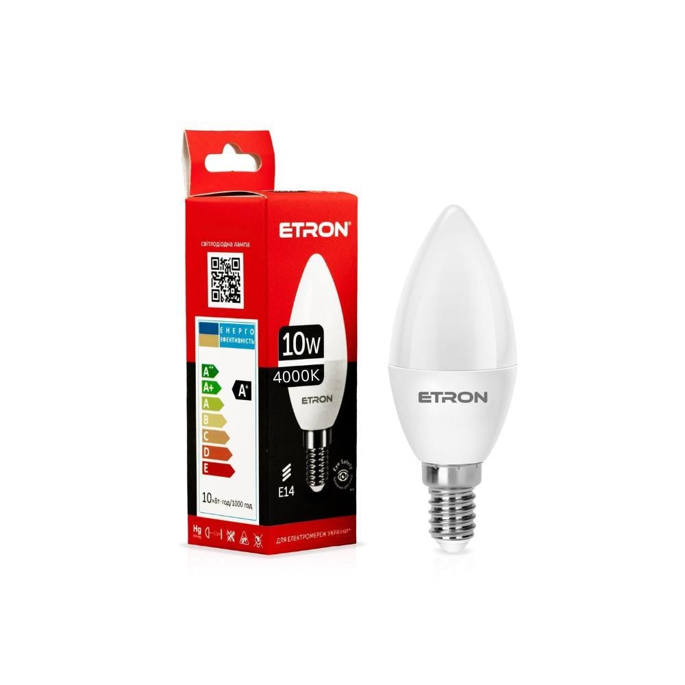 Лампа LED ETRON 10W C37 4000K E14 Light