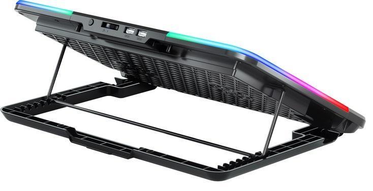 Подставка для ноутбука охлаждающая RGB с подставкой под телефон GamePro CP590 с USB портами 2 шт. Black (CP590) - фото 2