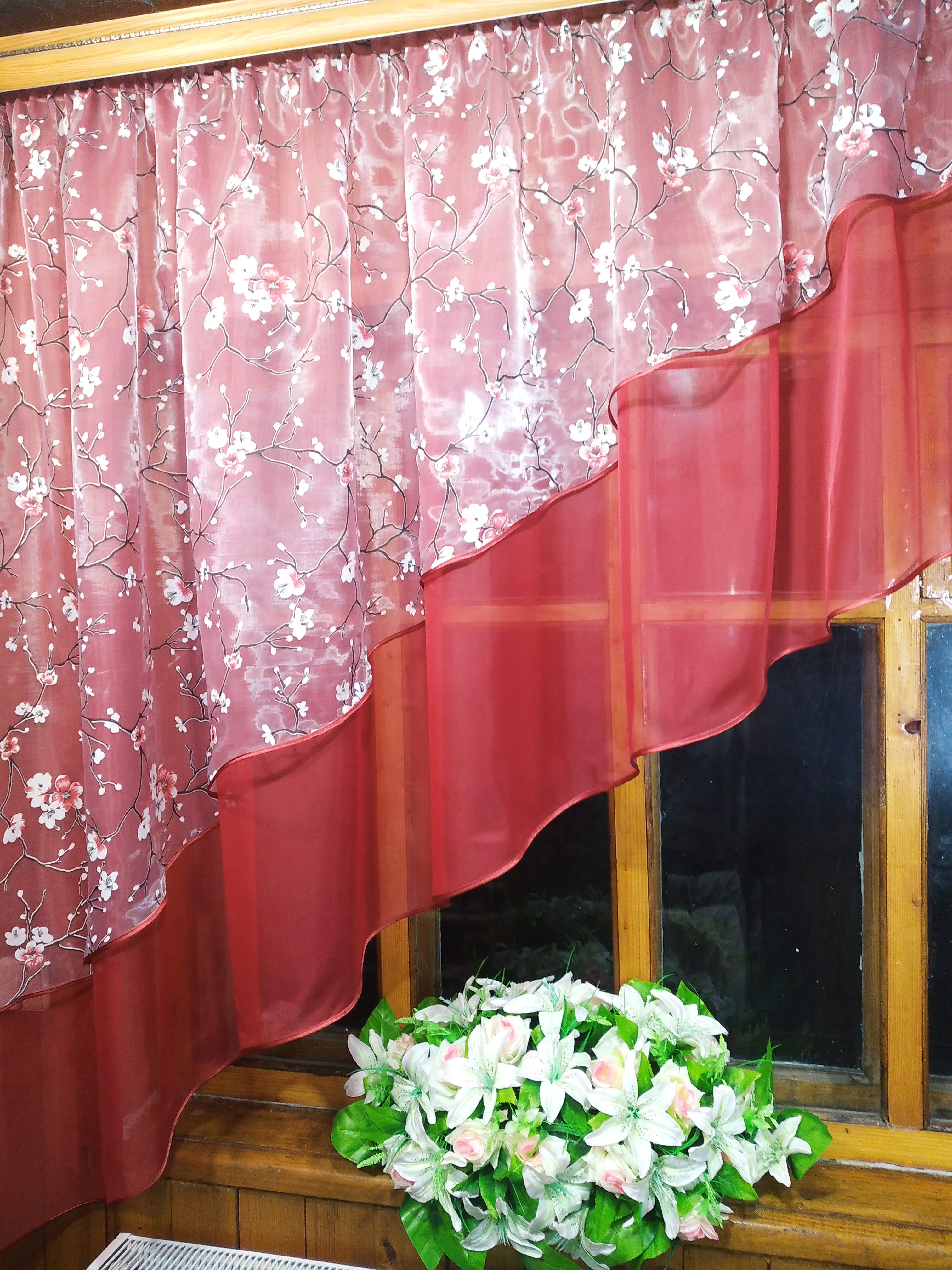 Занавеска арка короткая готовая Ника Бордо левая Сакура красная (1286385292) - фото 3 Занавеска арка короткая готовая Ника Бордо левая Сакура красная (1286385292) - фото 3