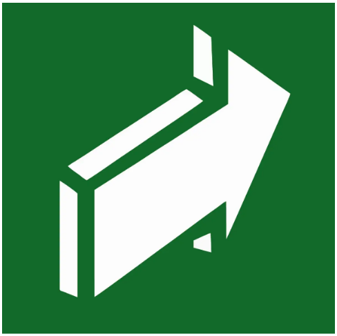 Знак эвакуации Рисунок стрелка справа вверх Зеленый (д-8014)