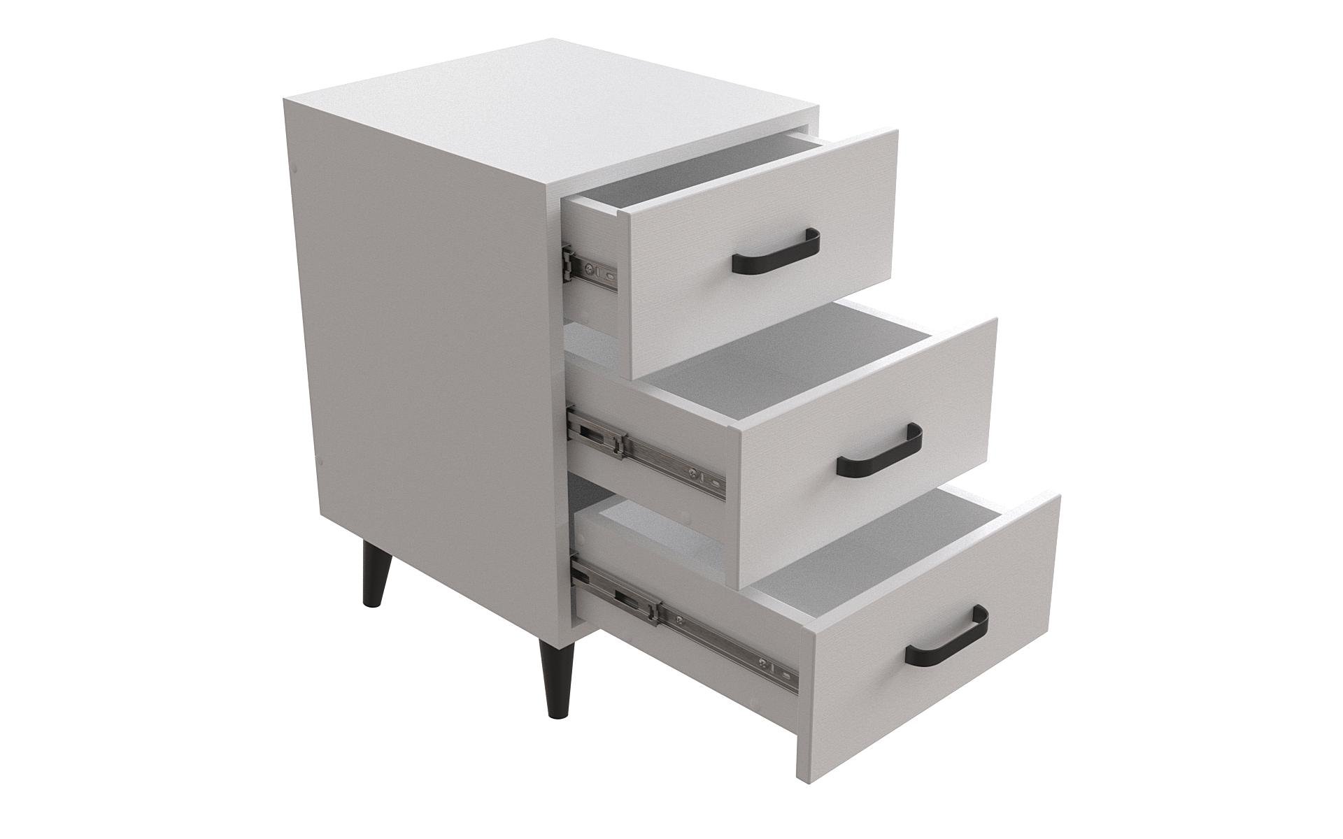 Тумба Ferrum-decor Вива 3 на конусных ножках металл/ДСП 16 мм 56,5x35x40 см Черный/Белый (FRD-106823)
